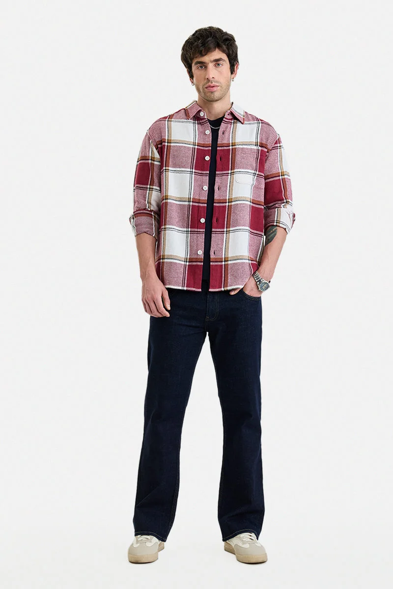 سنيتش Plaid Relaxed Fit 100% Cotton Overshirt
